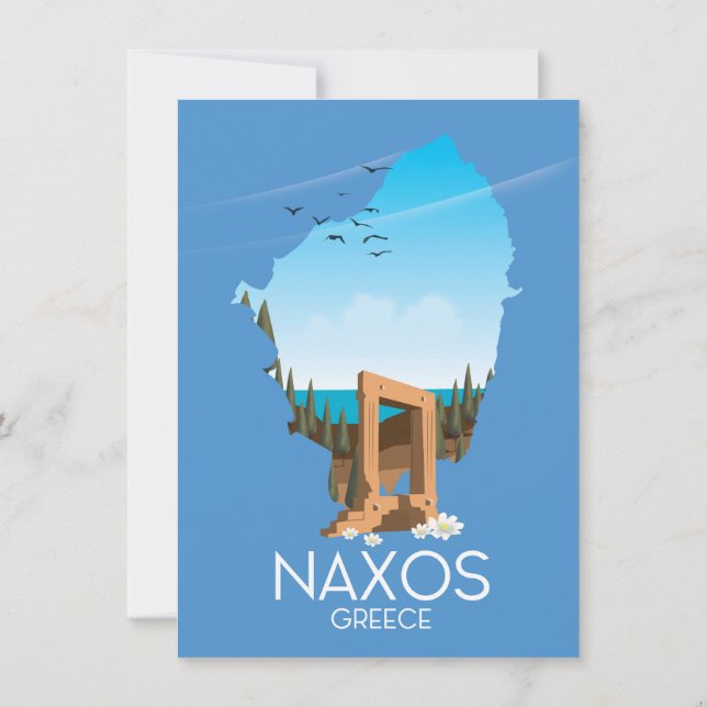 Affiche de voyage grecque carte de Naxos. (Dos)