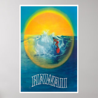 Affiche de voyage Hawaï Art de surf Prin hawaïen