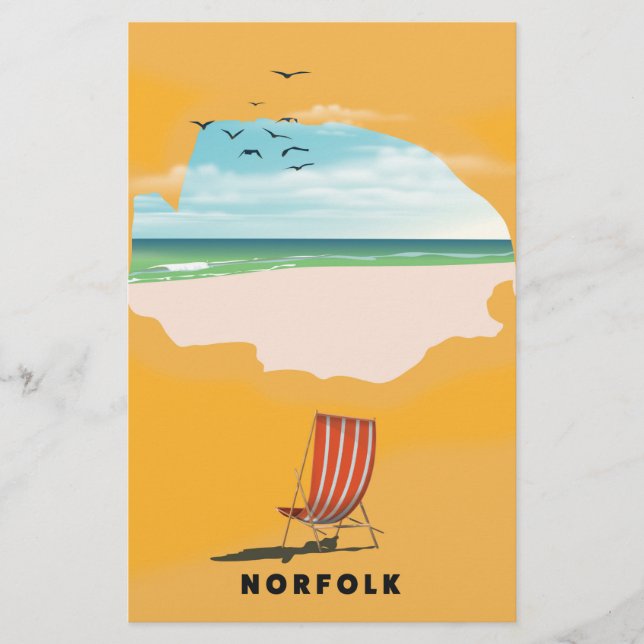 Affiche de voyage illustrée de la carte de Norfolk (Devant)