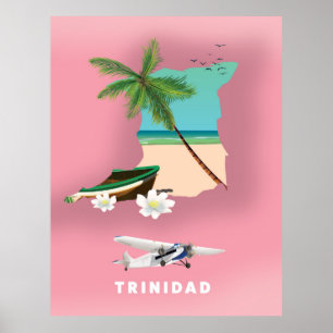 Affiche de voyage illustrée de la carte de Trinité