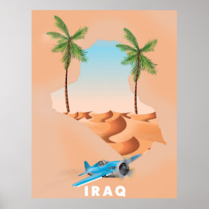 Affiche de voyage illustrée de l'Irak.