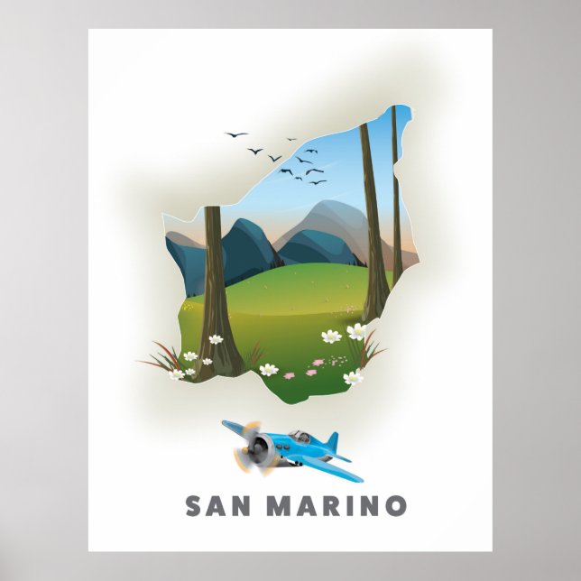 Affiche de voyage illustrée de Saint-Marin. (Devant)