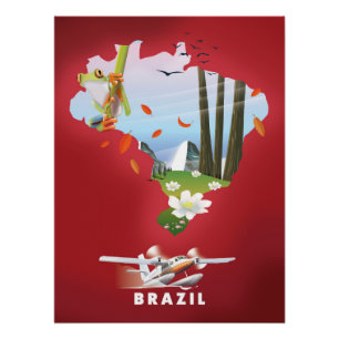 Affiche de voyage illustrée du Brésil.