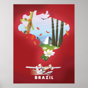 Affiche de voyage illustrée du Brésil.