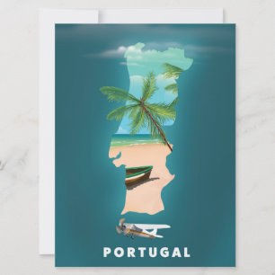 Affiche de voyage impression carte du Portugal.