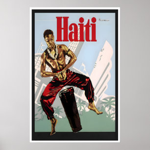 Affiche de voyage imprimée Haïti Art haïtien Vinta