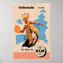 Affiche de voyage Indonésie KLM Art Indonésien