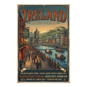Affiche de voyage Irlande vintage