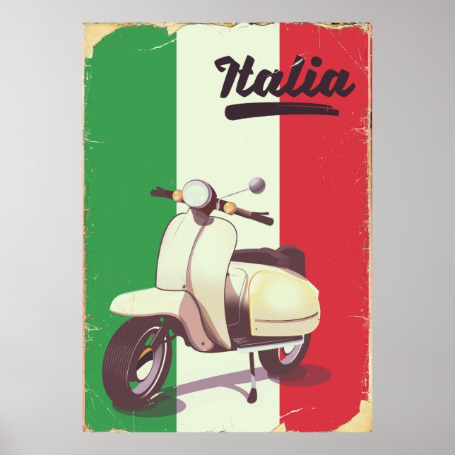Affiche de voyage Italia Scooter Vintage (Devant)