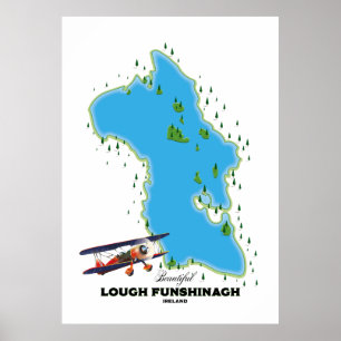 Affiche de voyage Lough Funshinagh Irlande.