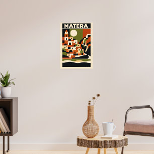 Affiche de voyage Matera Italie Bauhaus Art géomét