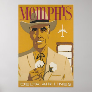 Affiche de voyage Memphis Art Tennessee Print Delt