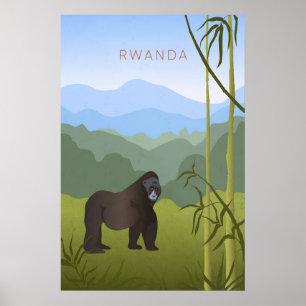 Affiche de voyage minimale au Rwanda