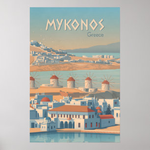 Affiche de voyage Mykonos Grèce