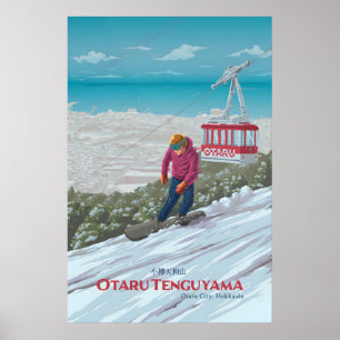 Affiche de voyage Otaru Tenguyama Japon Snowboard