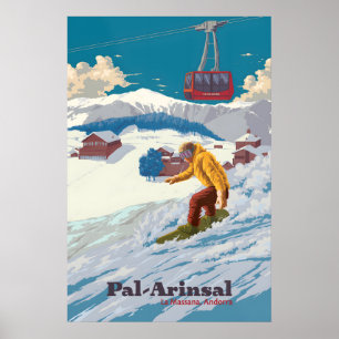 Affiche de voyage Pal Arinsal Andorre Snowboard
