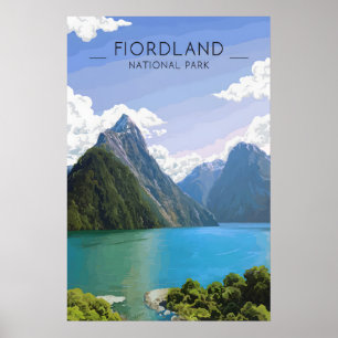 Affiche de voyage Parc national de Fiordland Nouve