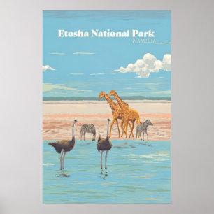 Affiche de voyage Parc national d'Etosha Namibie A