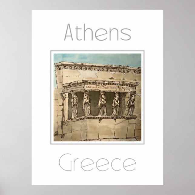 Affiche de voyage pour Athènes Grèce (Devant)