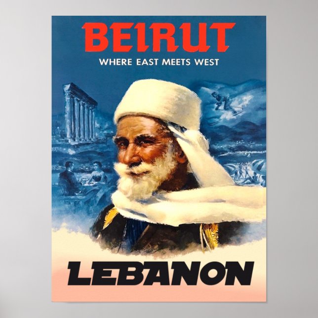 Affiche de voyage pour Beyrouth, Liban (Devant)