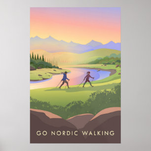 Affiche de voyage pour la marche nordique