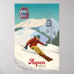 Affiche de voyage pour la station de ski Aspen Col