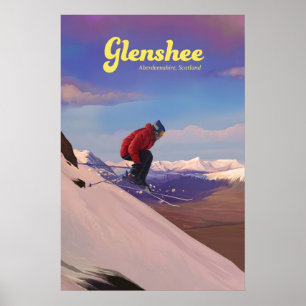 Affiche de voyage pour la station de ski de Glensh