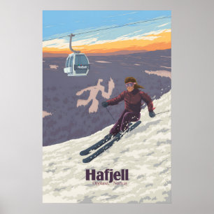 Affiche de voyage pour la station de ski d'Hafjell