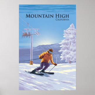 Affiche de voyage pour la station de ski Mountain