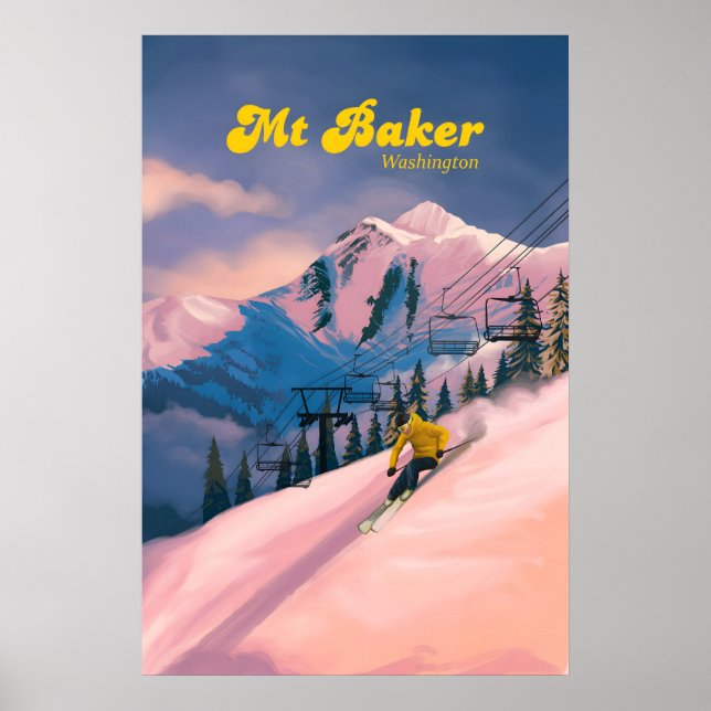 Affiche de voyage pour la station de ski Mt Baker (Devant)
