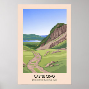 Affiche de voyage pour le lac du mont Castle Crag 