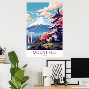 Affiche de voyage pour le mont Fuji, Japon
