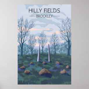 Affiche de voyage pour le parc Hilly Fields à Lond