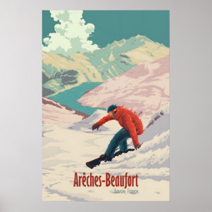 Affiche de voyage pour le ski à Arêches Beaufort