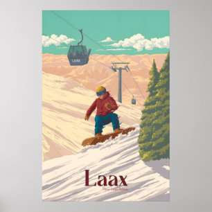 Affiche de voyage pour le snowboard à Laax en Suis