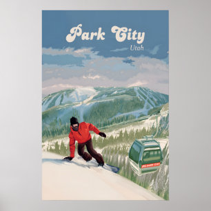 Affiche de voyage pour le snowboard à Park City