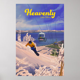 Affiche de voyage pour le snowboard céleste