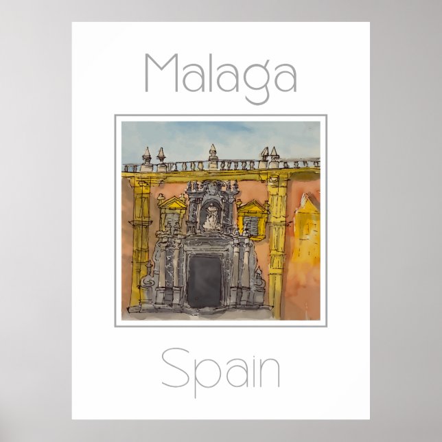Affiche de voyage pour Malaga Espagne (Devant)