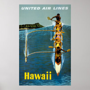 Affiche De Voyage Pour United Air Lines Vers Hawai