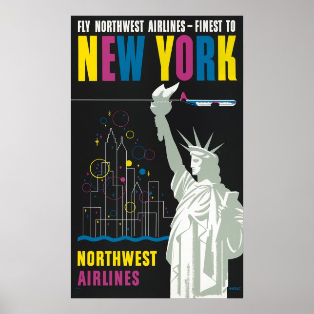 Affiche De Voyage Pour Vol Northwest Airlines (Devant)