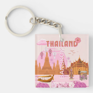 Affiche de voyage rétro boho Bangkok Thaïlande