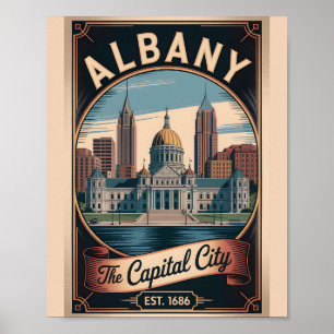 Affiche de voyage rétro de Albany, État de New Yor
