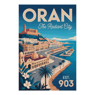 Affiche de voyage rétro d'Oran en Algérie