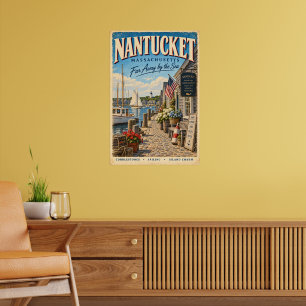 Affiche de voyage rétro Nantucket Massachusetts Cô