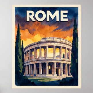 Affiche de voyage rétro Rome