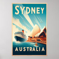 Affiche de voyage rétro Sydney Australie
