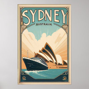 Affiche de voyage rétro Sydney Australie