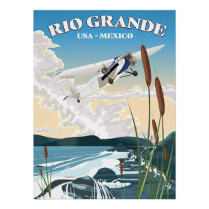 Affiche de voyage Rio Grande USA Mexique