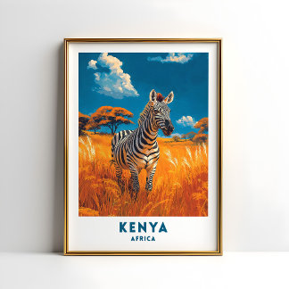 Affiche de voyage Safari Zèbre du Kenya