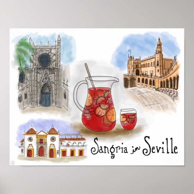 Affiche de voyage : Sangria à Séville Espagne (Devant)